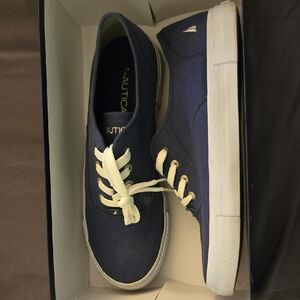 Nautica Dark Blue Canvas Shoes with White Laces